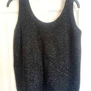 Heftco Black Sequin Wool Top